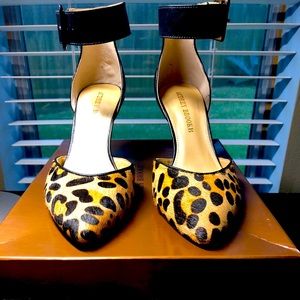 Leopard Print and Black Leather Pumps